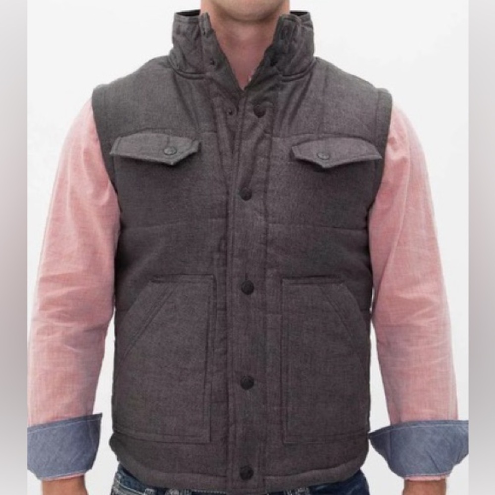 Gray Kane & Unke Sleeveless Button-Up Vest with Pockets